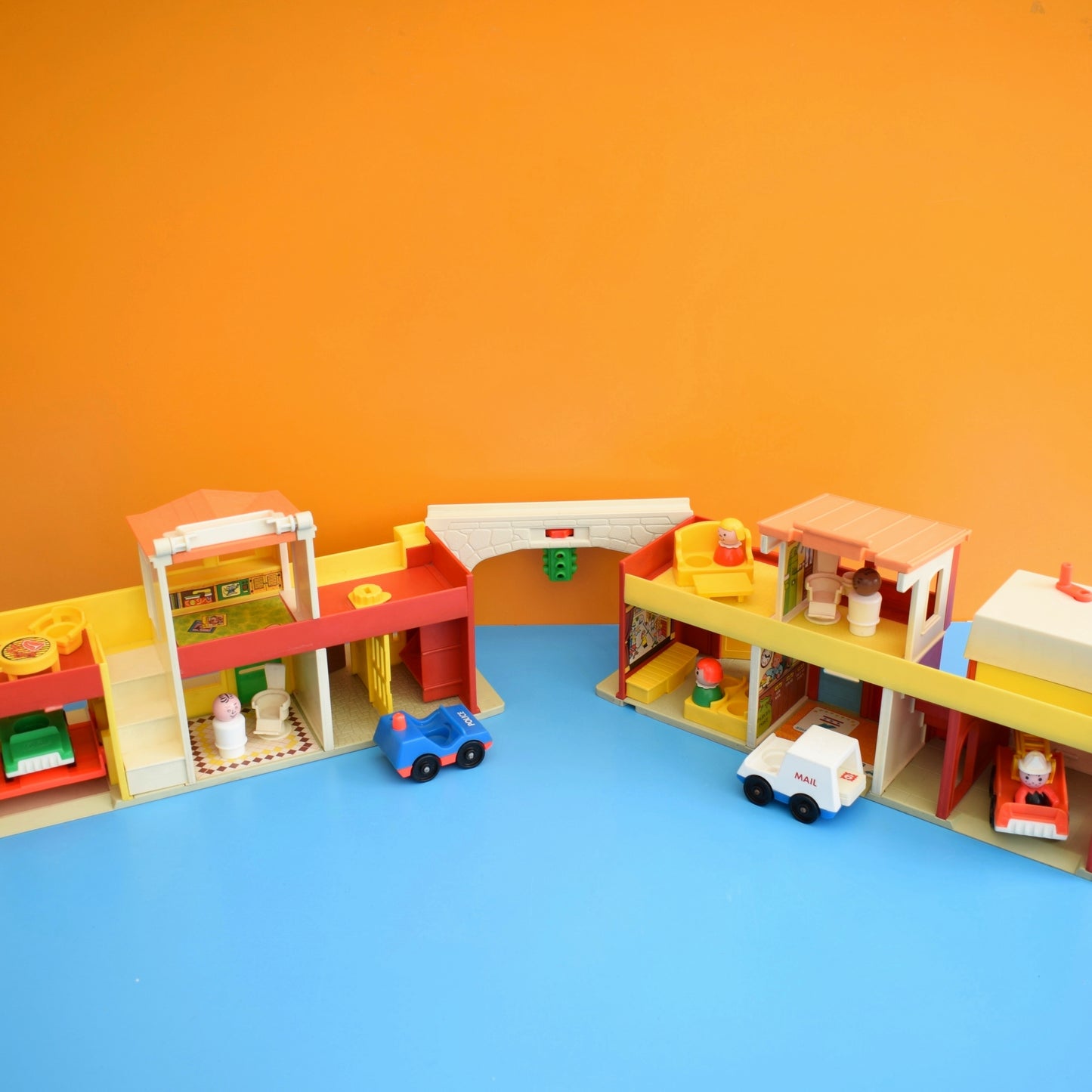 Vintage 1970s Fisher Price Town / Village / Main Street With Accessories