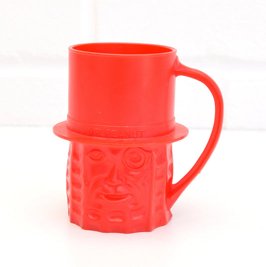 Vintage 1950s American - Mr Peanut Cup - Red Plastic Advertising