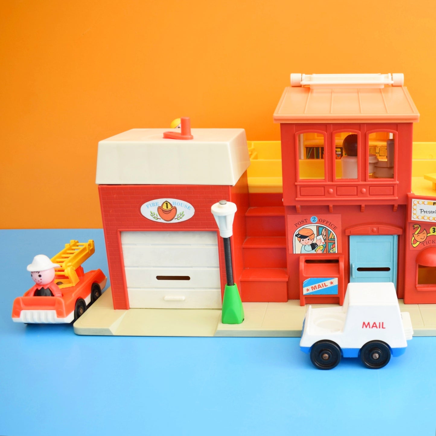 Vintage 1970s Fisher Price Town / Village / Main Street With Accessories