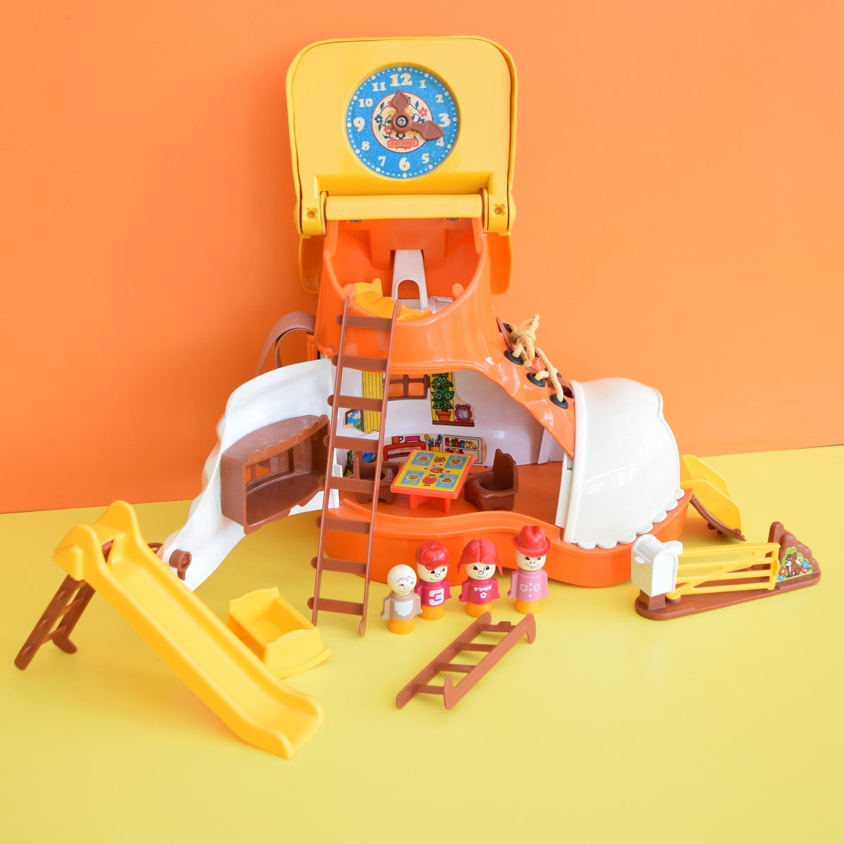 Vintage 1970s kitsch Plastic Matchbox Shoe House Toy - Orange 1