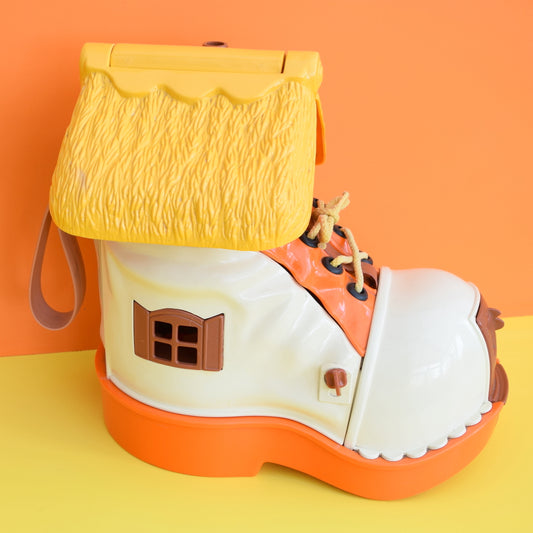 Vintage 1970s kitsch Plastic Matchbox Shoe House Toy - Orange