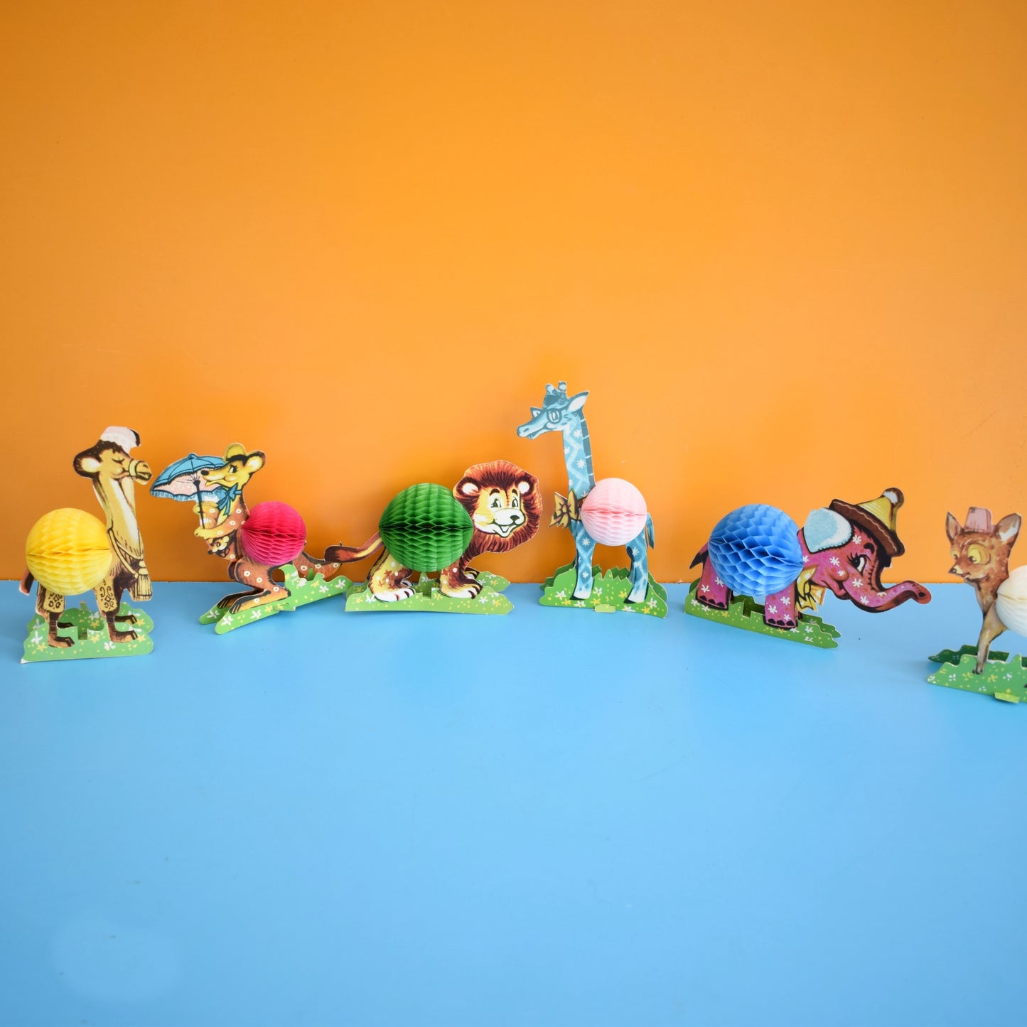 Vintage 1960s Honeycomb Paper Animals by Pineapple Retro