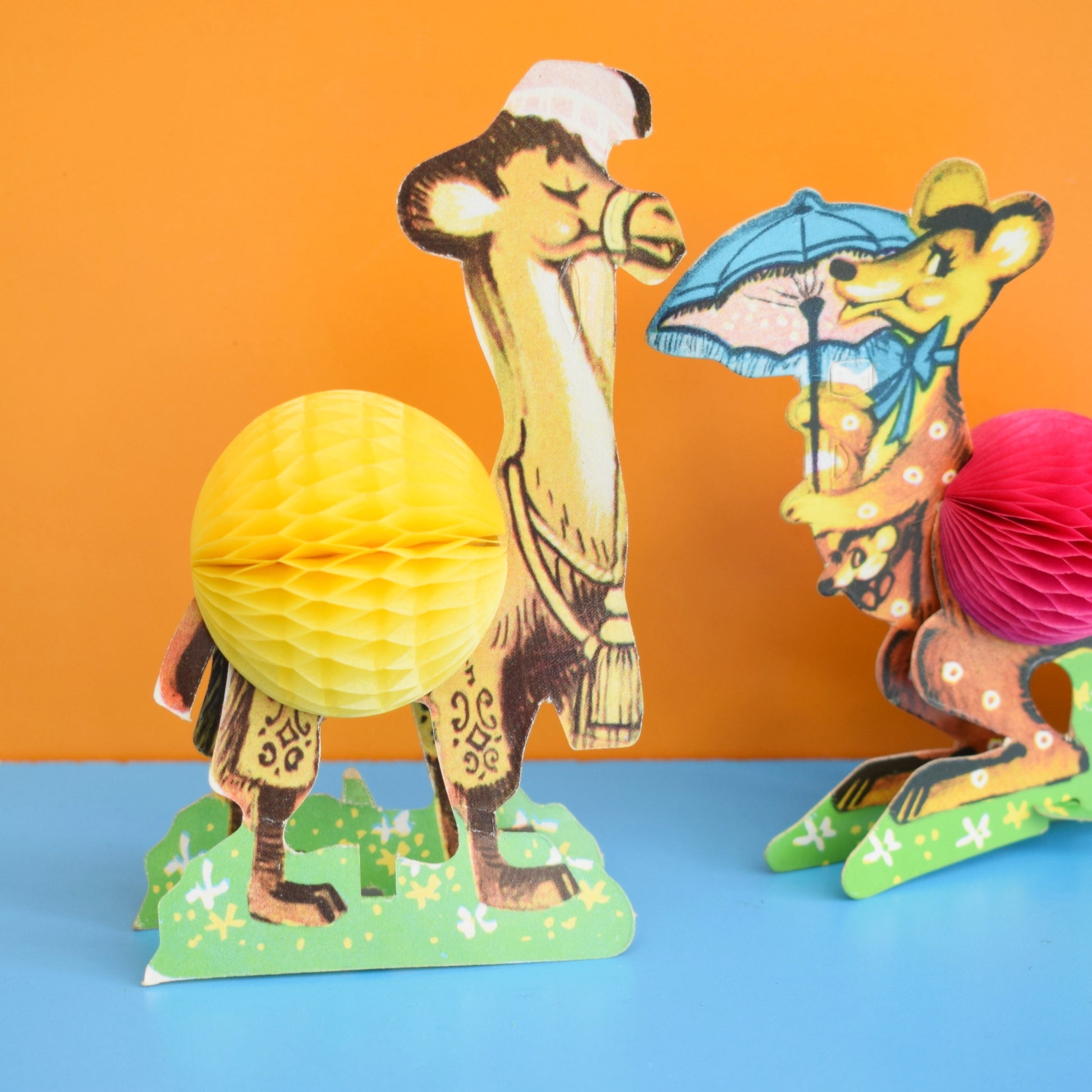 Vintage 1960s Honeycomb Paper Animals by Pineapple Retro