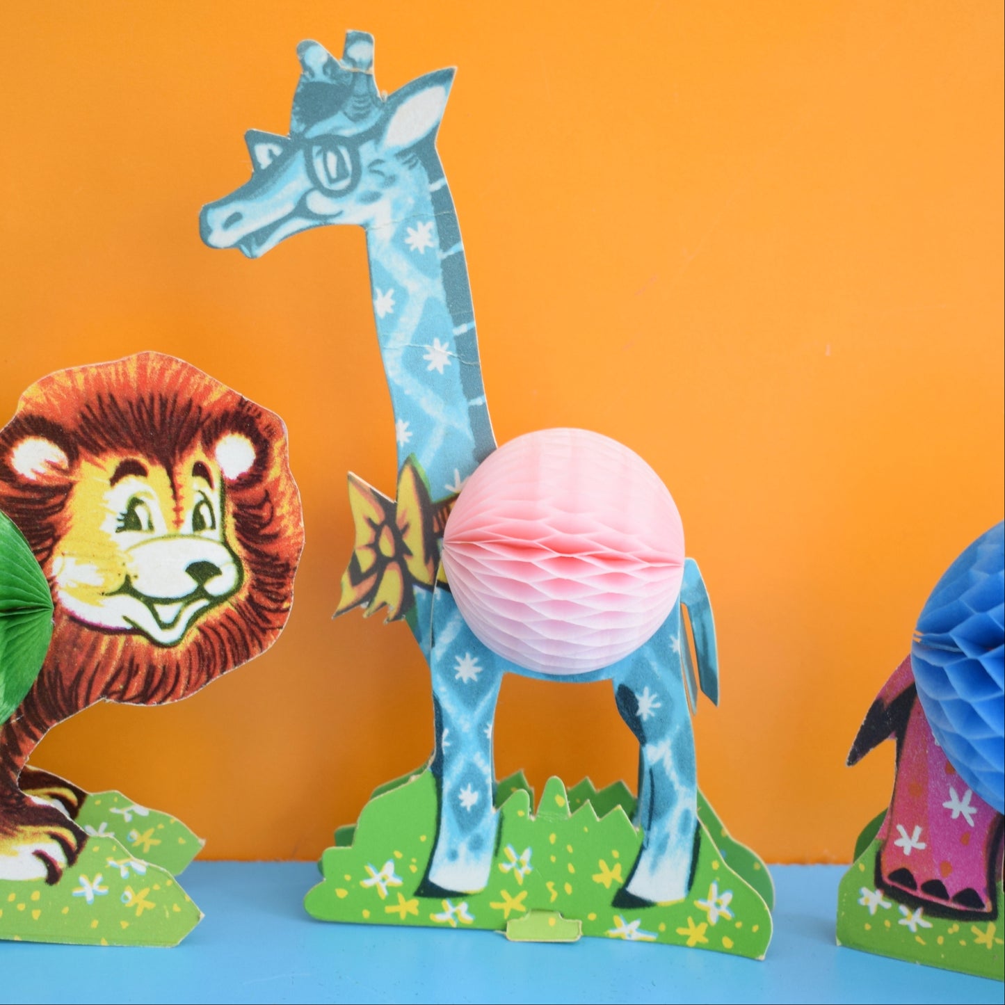 Vintage 1960s Honeycomb Paper Animals by Pineapple Retro