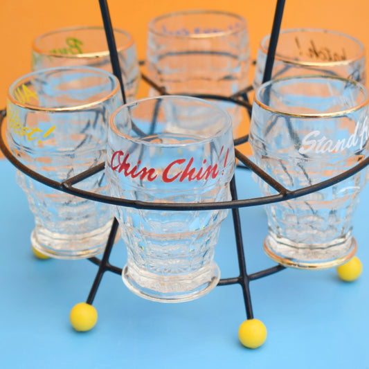 Vintage 1960s Set of Shot Glasses On Stand by Vintage