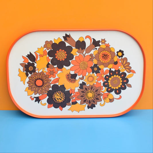 Vintage 1960s Flower Power M&S Tray - Orange. by Vintage