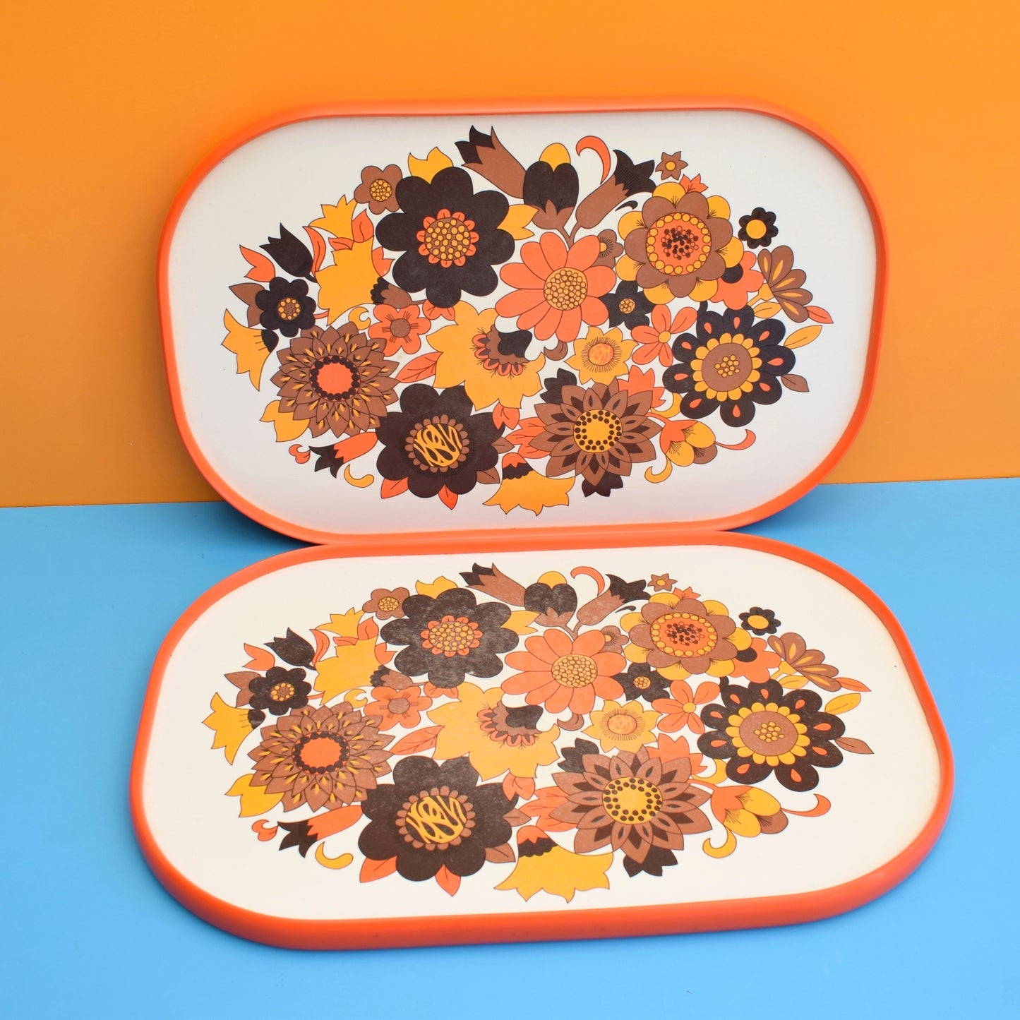 Vintage 1960s Flower Power M&S Tray - Orange. by Vintage