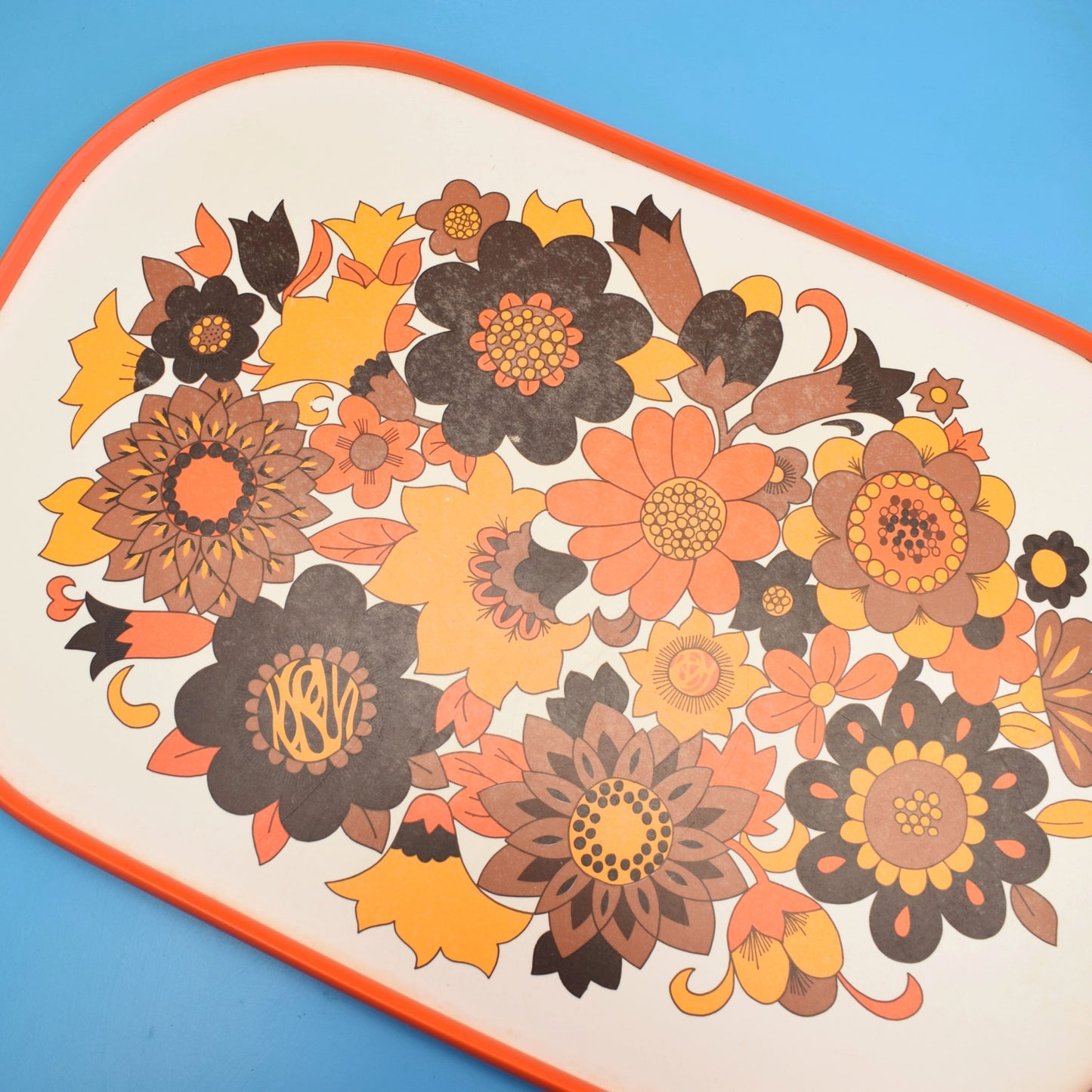 Vintage 1960s Flower Power M&S Tray - Orange. by Vintage