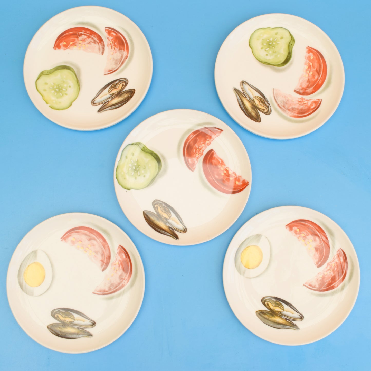 Vintage 1960s Kitsch Figgjo Flint Side Salad Plates