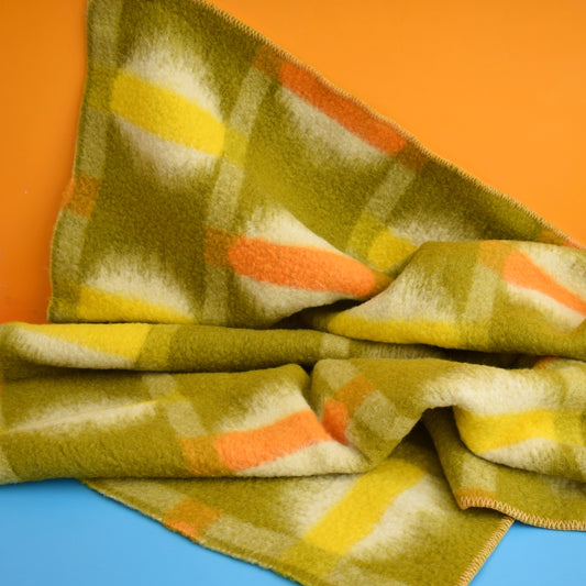 Vintage 1960s Dutch Blanket - Orange & Green Wool by Vintage