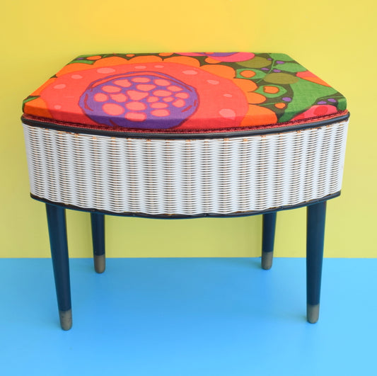 Vintage 1960s Sewing / Hobby Box - Swedish Boras Fabric, Green, Pink & Orange . by Vintage