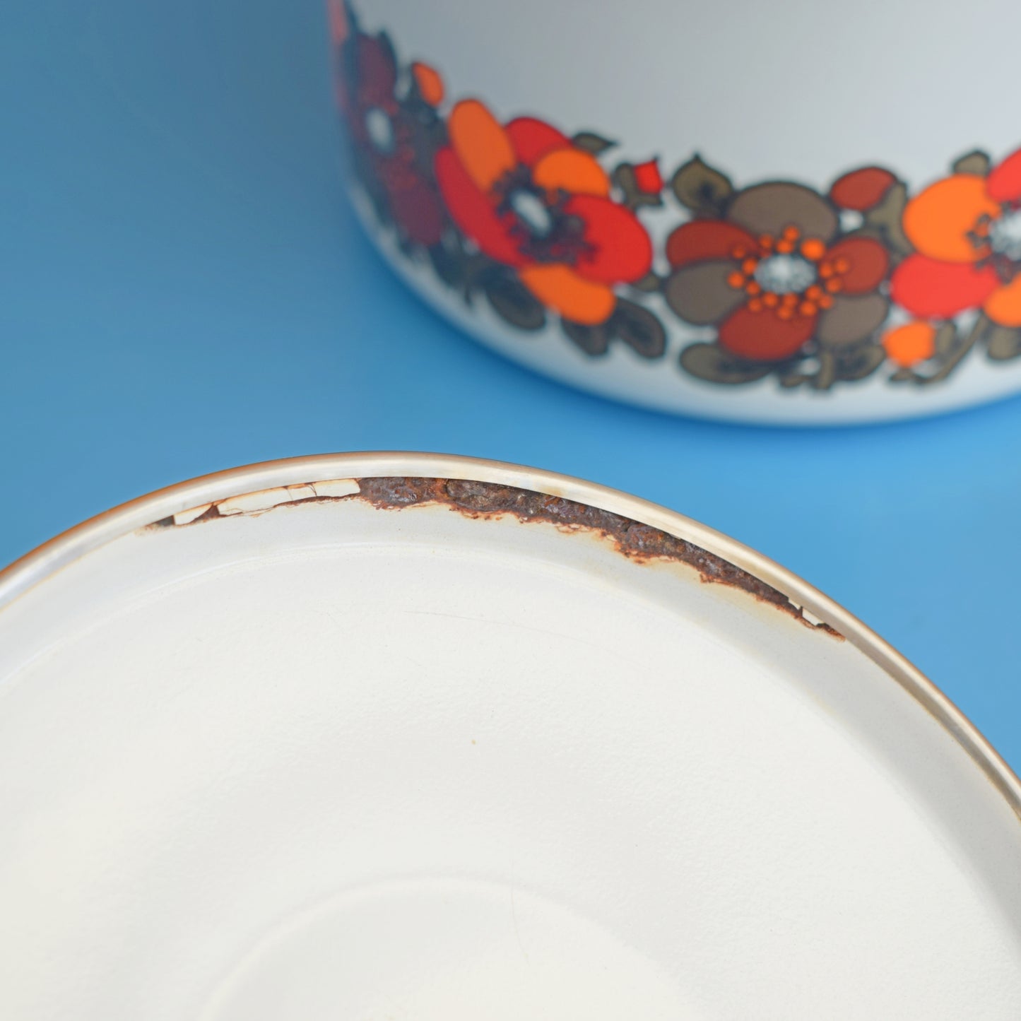 Vintage 1960s Saucepan - Orange Flowers