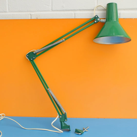Vintage 1970s Danish Anglepoise Clamp Lamp - Green by Vintage