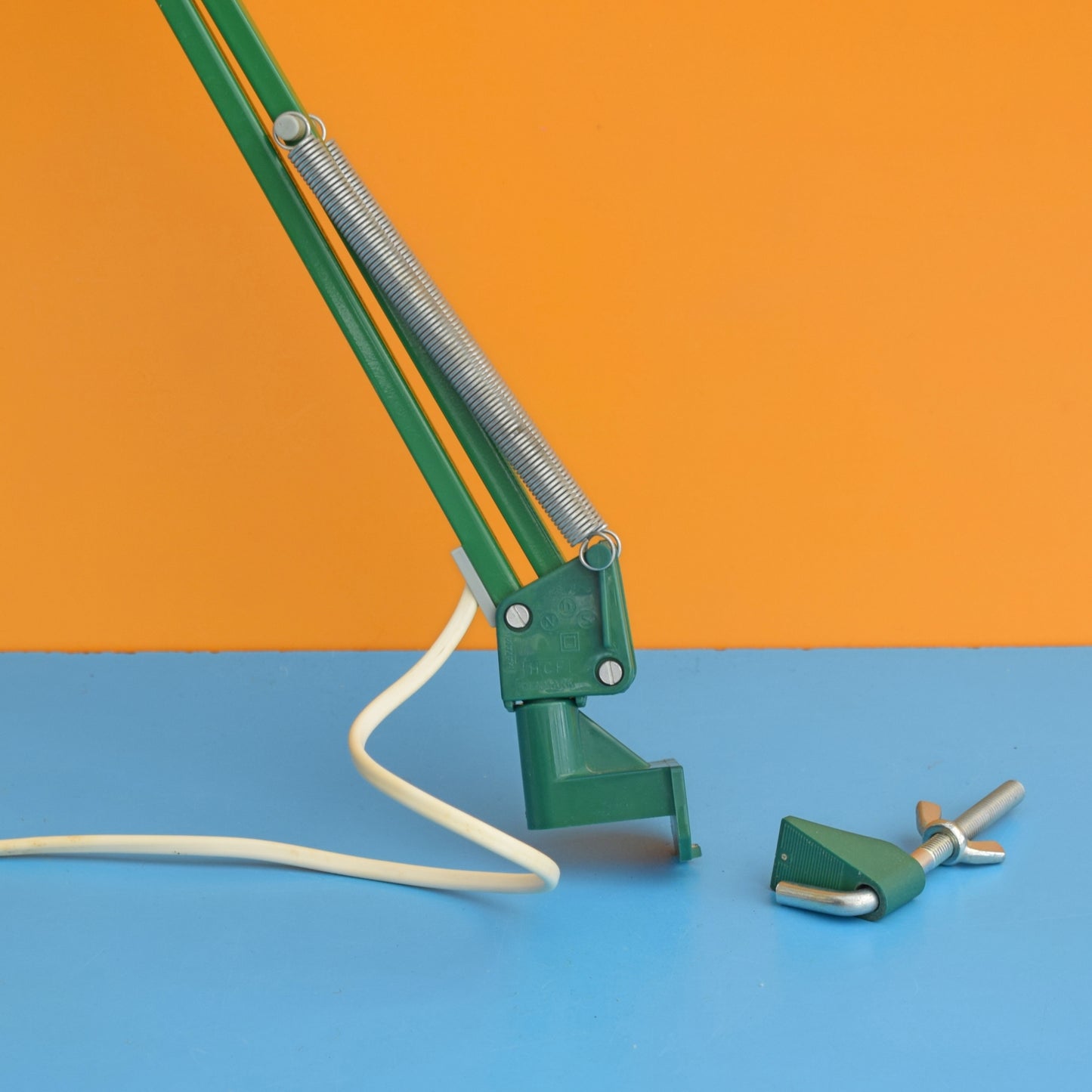 Vintage 1970s Danish Anglepoise Clamp Lamp - Green