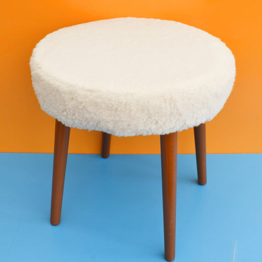 Vintage 1960s Fluffy Stool - White