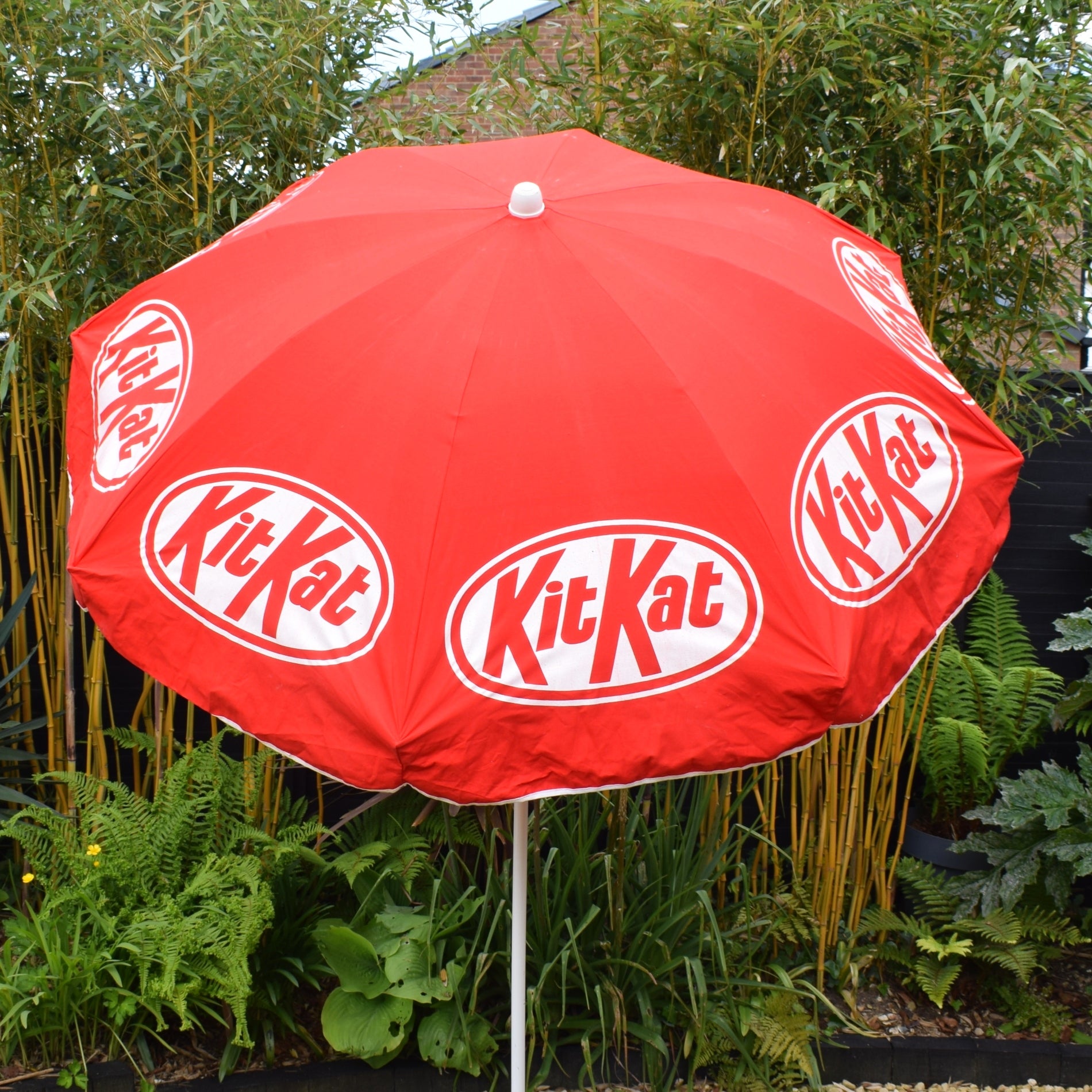Vintage 1980s - Large Garden Parasol - KitKat by Vintage