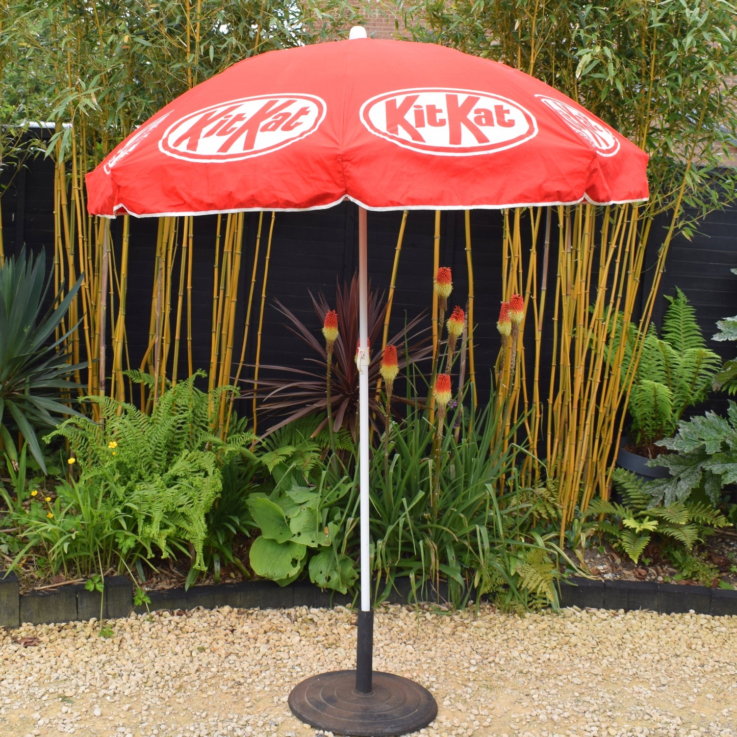 Vintage 1980s - Large Garden Parasol - KitKat by Vintage