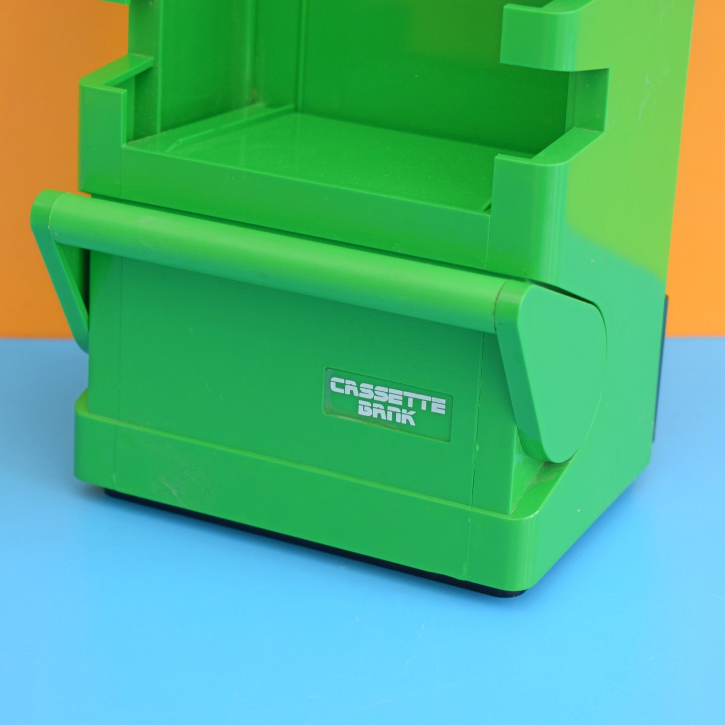 Vintage 1980s Cassette Tape Bank - Green Plastic