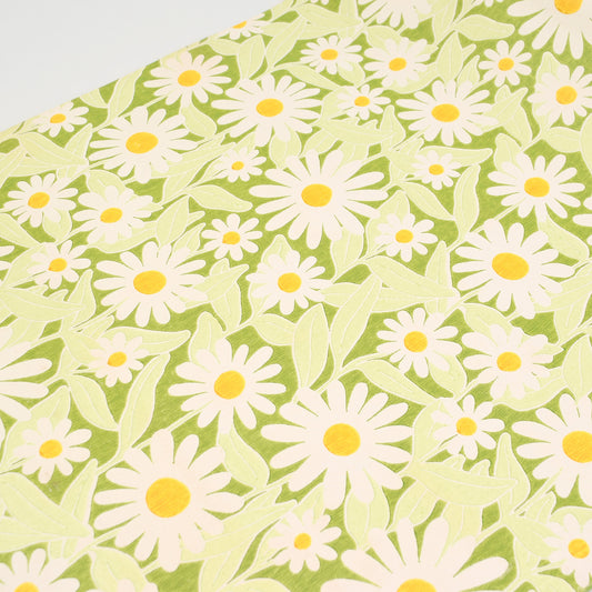 Vintage 1960s Wallpaper- Daisy Design - White & Green