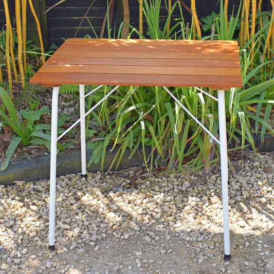Vintage 1960s Folding Danish Teak Slatted Table by Pineapple Retro