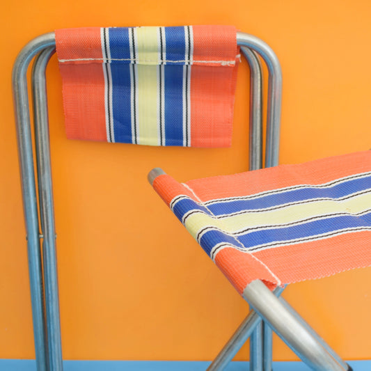 Vintage 1960s Striped Nylon Folding Stools - Orange by Vintage