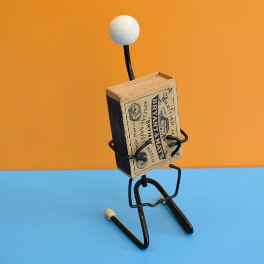 Vintage 1950s Metal Match Box Holder Man by Pineapple Retro