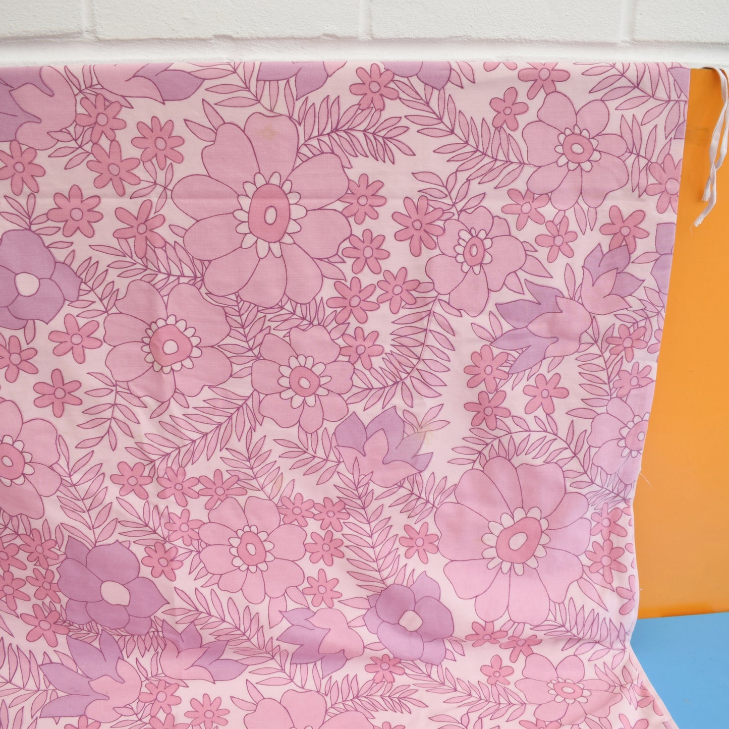 Vintage 1960s Duvet Cover / Fabric - Flower Power - Pink