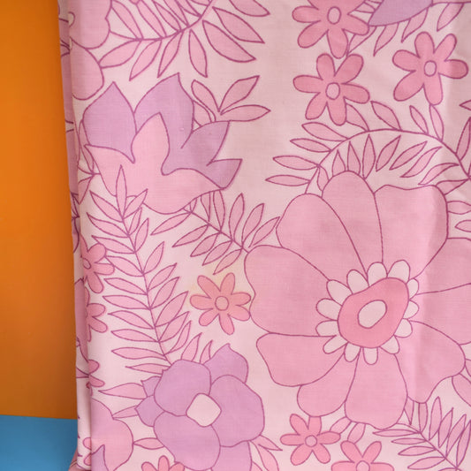 Vintage 1960s Duvet Cover / Fabric - Flower Power - Pink by Vintage
