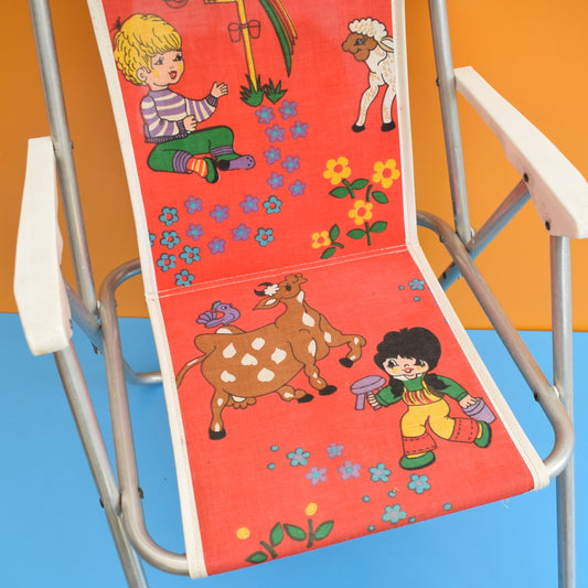 Vintage 1970s Folding Childs Garden Chair -  Red .