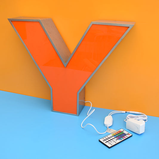 Vintage Rainbow Illuminated Shop Letter Y - Orange
