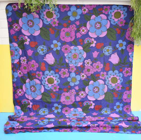 Vintage 1960s Fabric - Jonelle Rhapsody - Flower Power - Blue & Purple