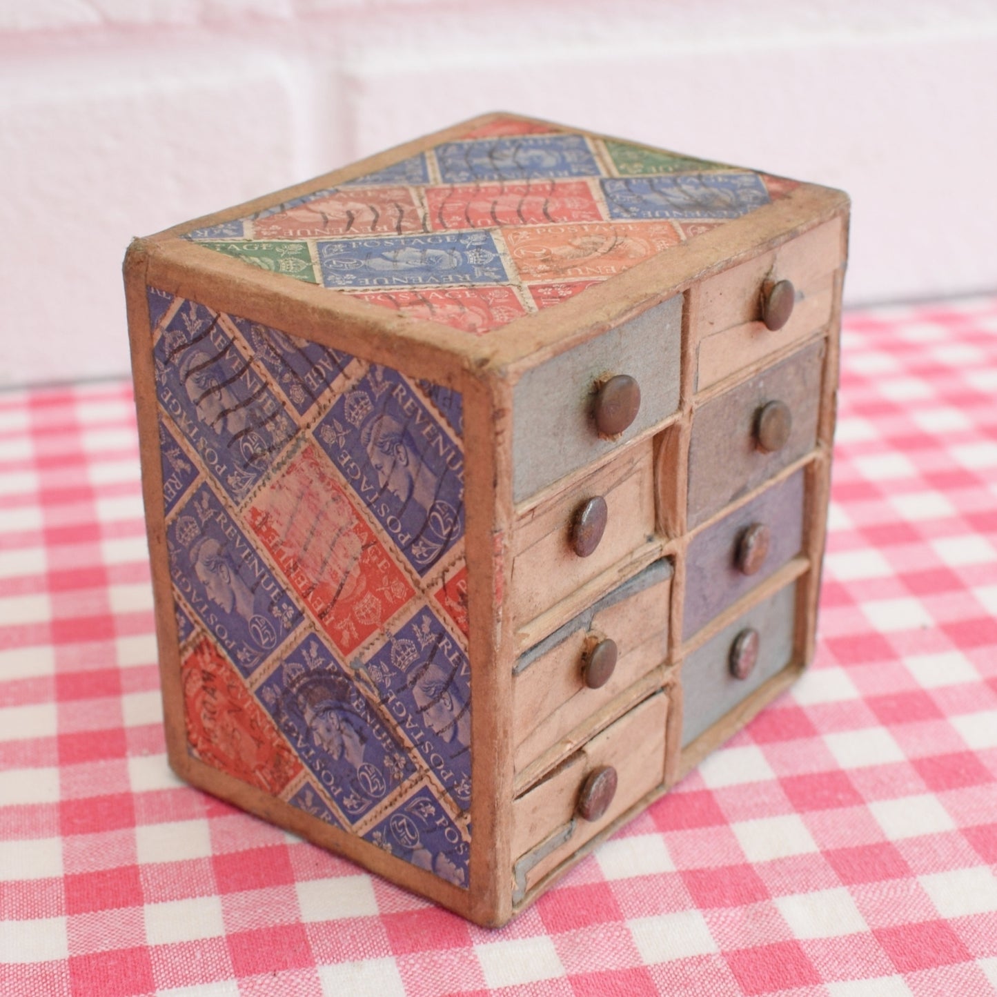 Vintage 1940s Homemade Mini Drawers - Stamps