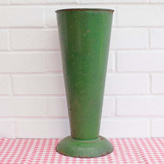 Vintage 1950s Large Metal Flower Shop Vase - Green by Pineapple Retro