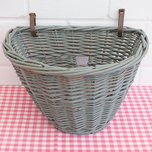 Vintage Wicker Bike Basket- Sage Green by Pineapple Retro