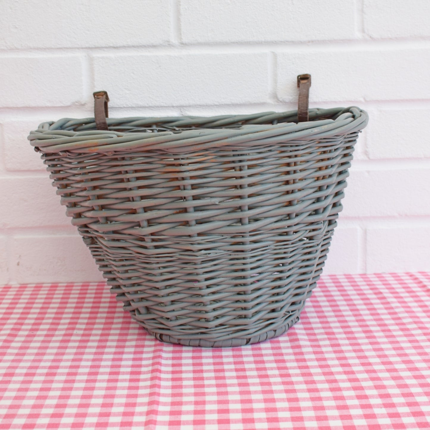 Vintage Wicker Bike Basket- Sage Green