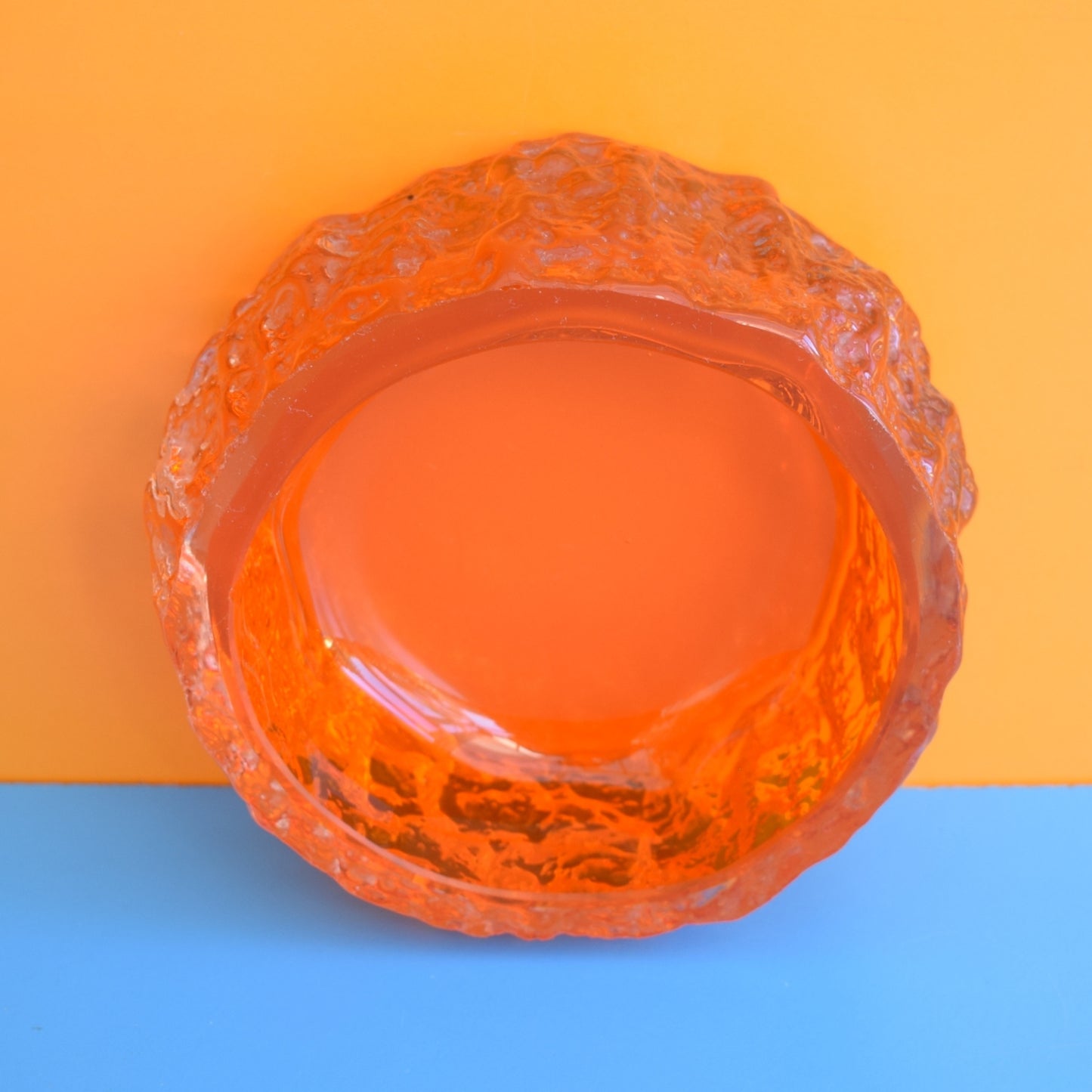 Vintage 1960s Whitefriars Glass Bark Bowl -Tangerine by Pineapple Retro