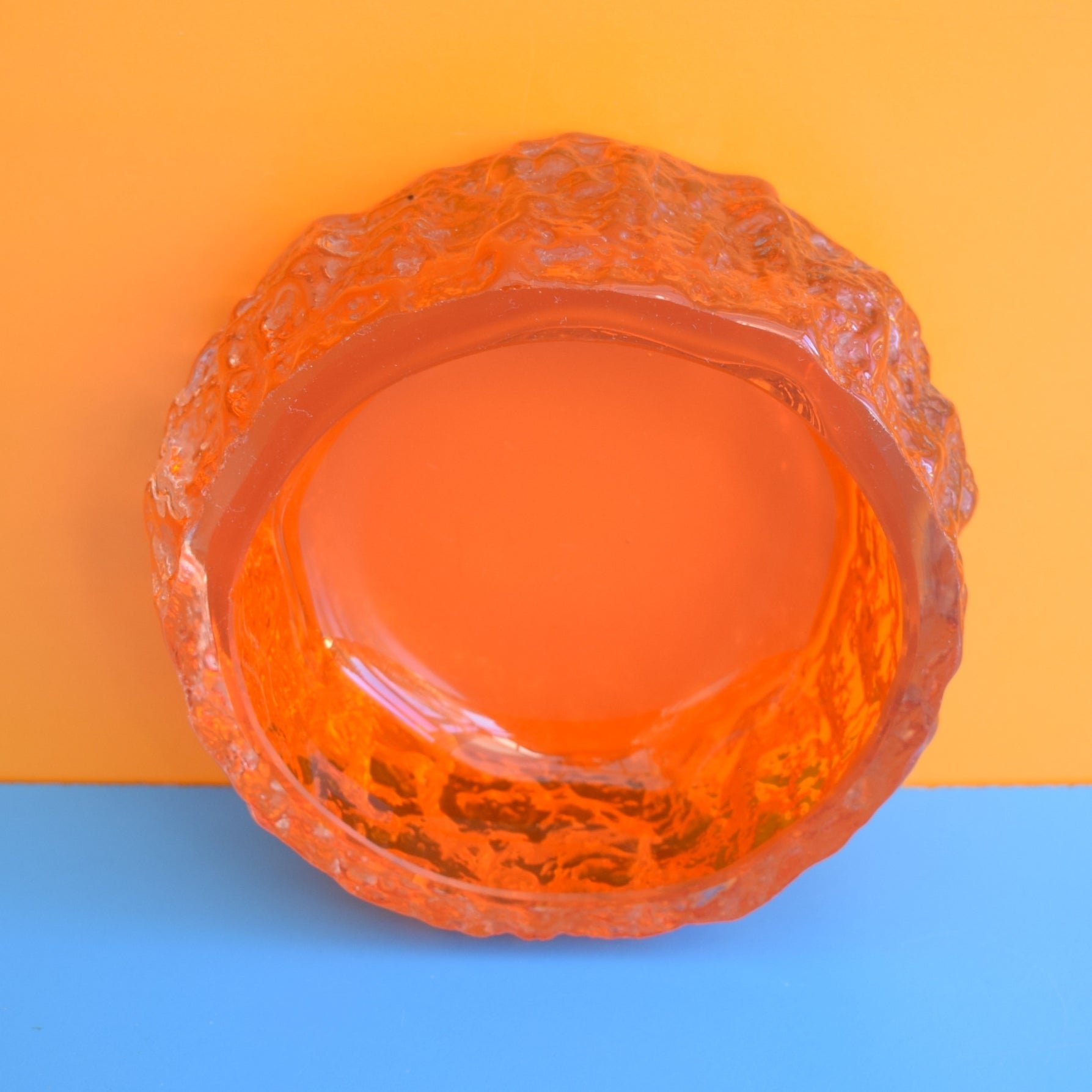 Vintage 1960s Whitefriars Glass Bark Bowl -Tangerine by Pineapple Retro