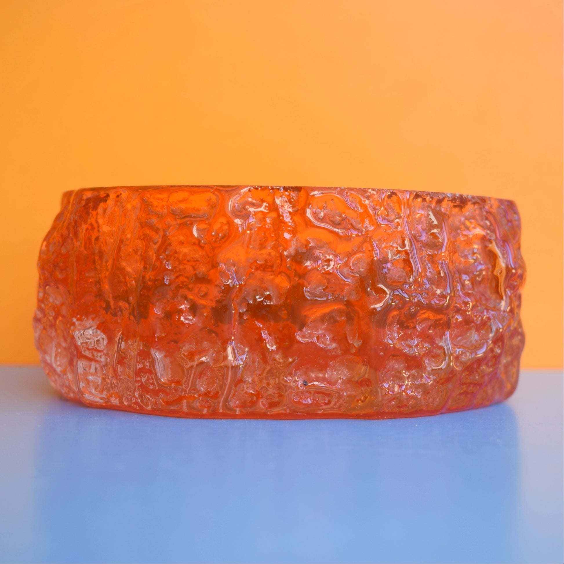 Vintage 1960s Whitefriars Glass Bark Bowl -Tangerine by Pineapple Retro