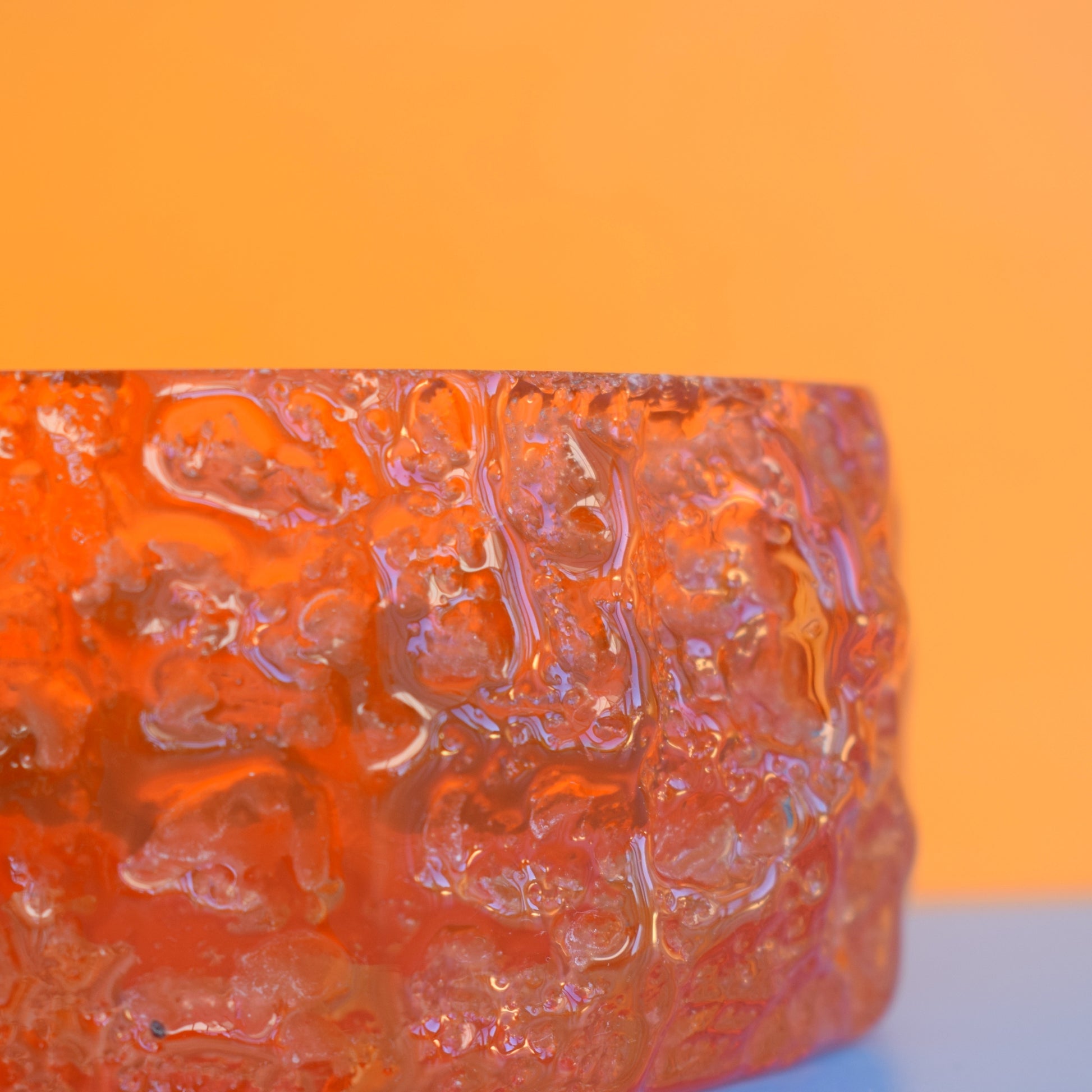 Vintage 1960s Whitefriars Glass Bark Bowl -Tangerine by Pineapple Retro