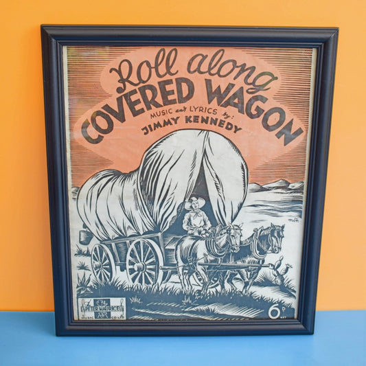 Vintage 1940s Music Sheet - Covered Wagon - Framed by Vintage