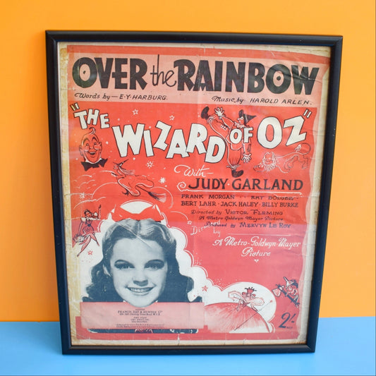 Vintage 1940s Music Sheet - Wizard Of Oz - Framed by Vintage
