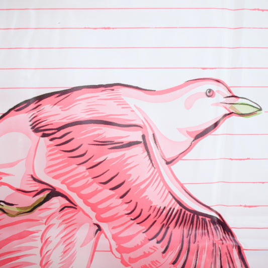 Vintage 1970s Shower Curtain -Unused- Pink Birds by Vintage