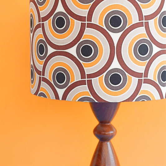 Vintage 1970s Teak Lamp & Shade - Geometric - Brown by Pineapple Retro