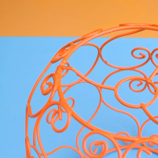 Vintage 1960s Round Metal Cage Lampshade - Orange by Vintage