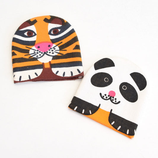Vintage Laurids Lonborg Egg Cosies - Panda & Tiger - Orange , Black