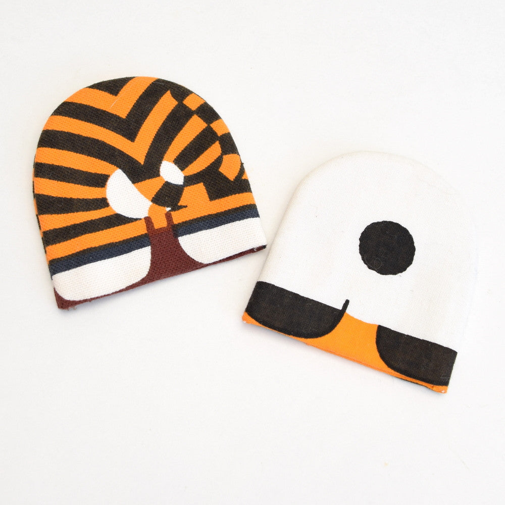 Vintage Laurids Lonborg Egg Cosies - Panda & Tiger - Orange , Black
