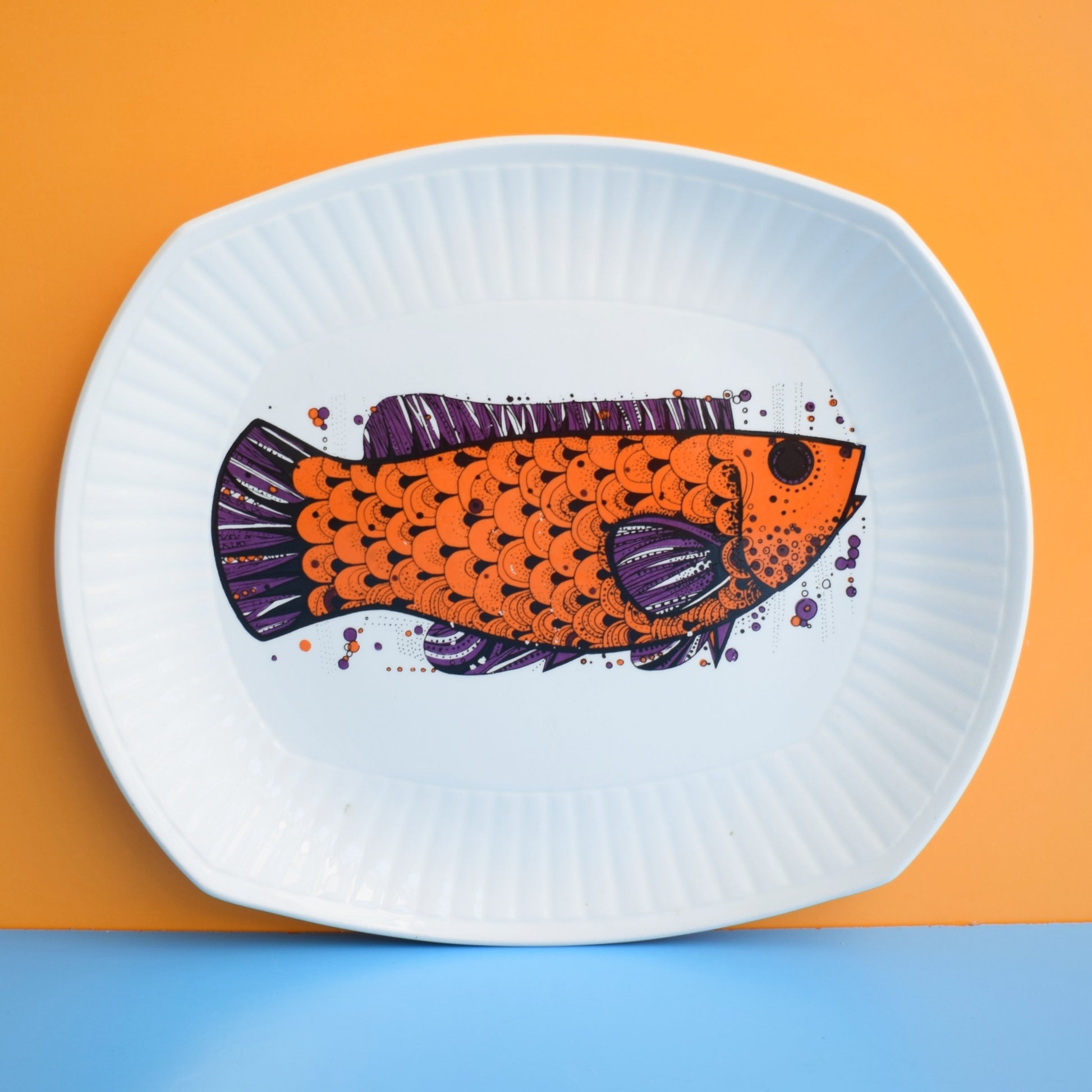 Vintage 1970s Fish Plate Aquarius Design - Orange by Pineapple Retro