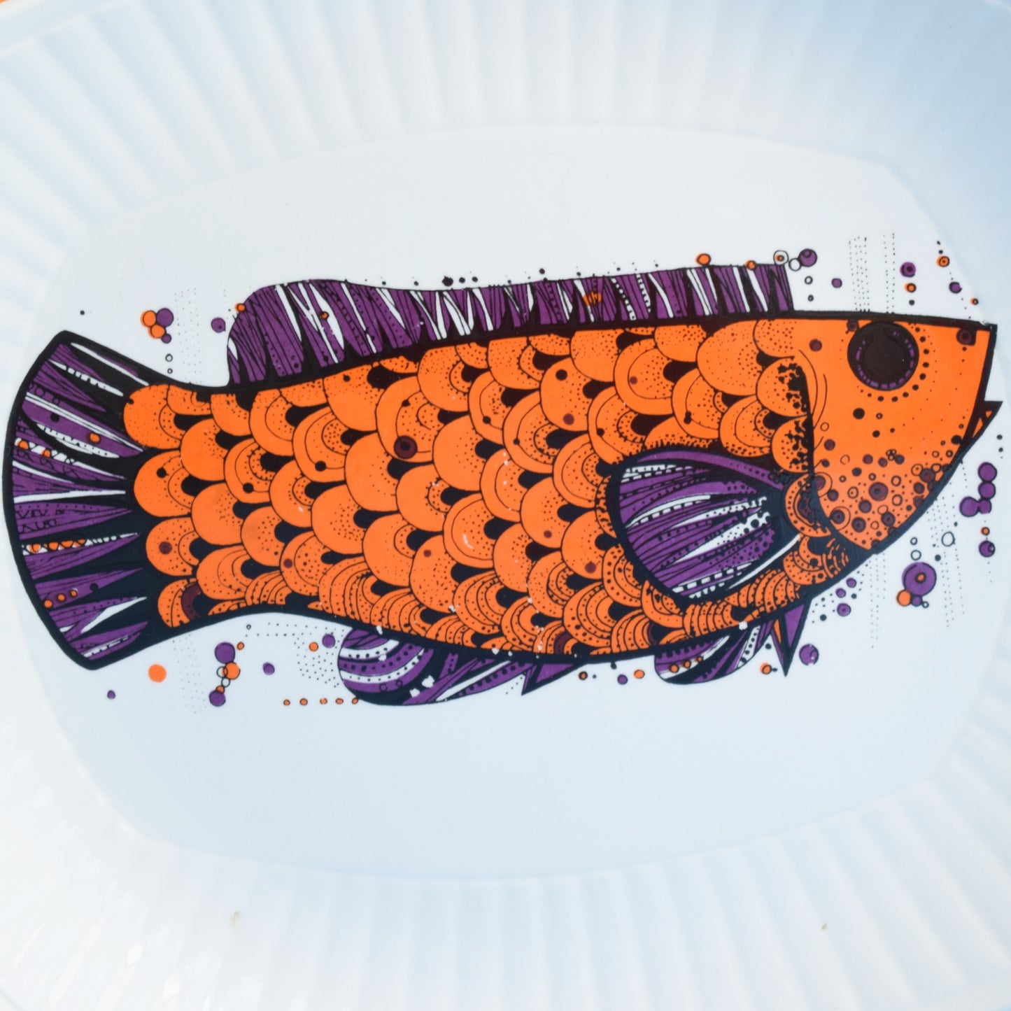 Vintage 1970s Fish Plate Aquarius Design - Orange by Pineapple Retro