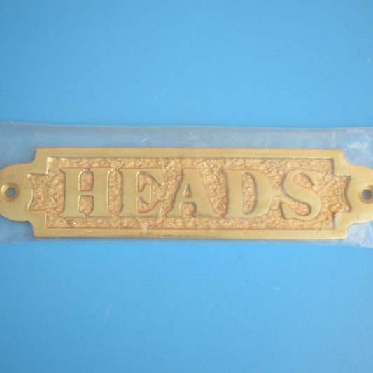 Vintage 1970s Brass Sign- Heads
