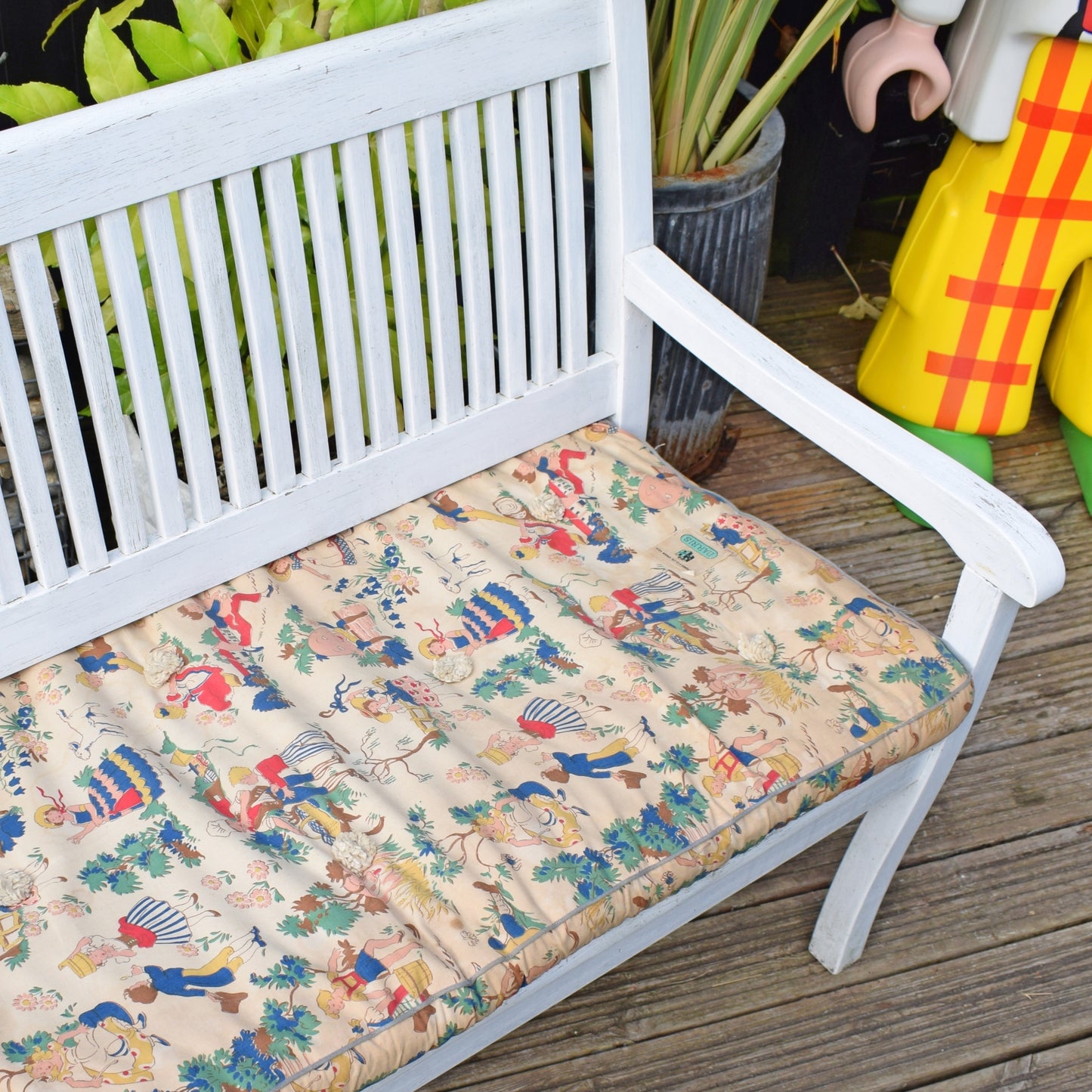 Vintage 1960s Garden Bench Cushion / Mattress - Nursery
